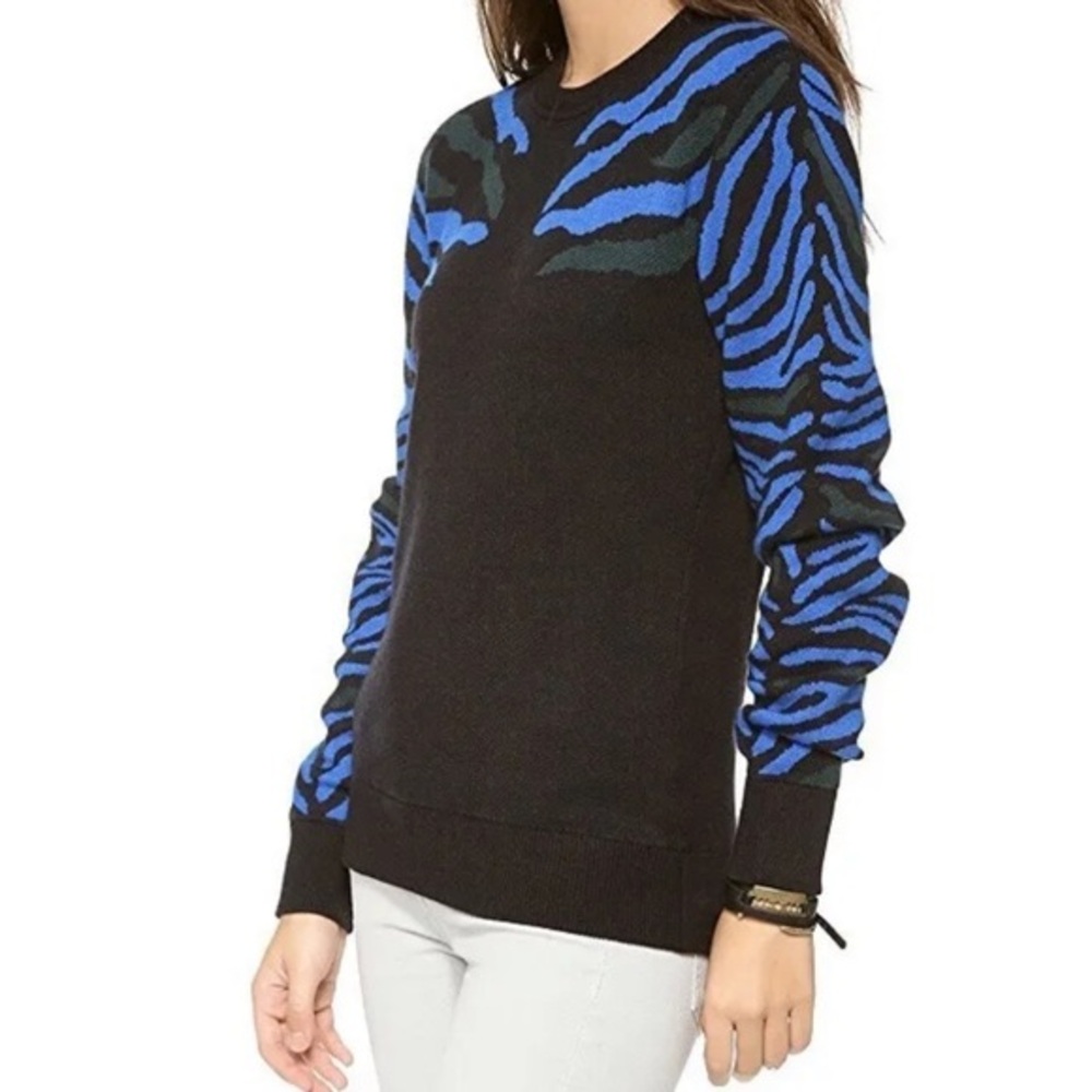 Torn by Ronny Kobo Shauna Zebra Sweater Blue Black Size Small